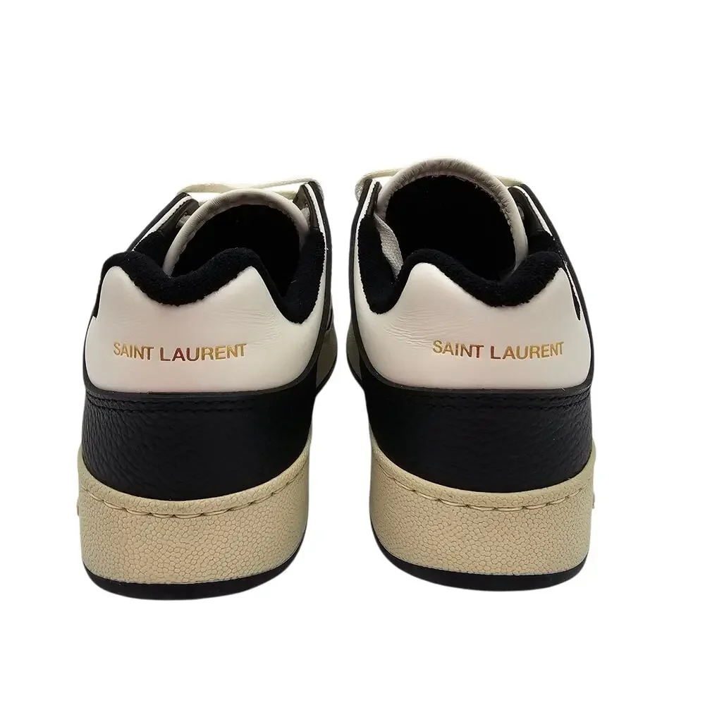 Saint Laurent SL61 Low Top Sneaker Black White Leather Size 39.5 US 9.5 - Picture 11 of 13